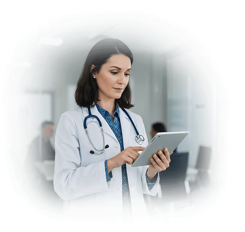 Physician reviewing patient insights on Meduvo Health